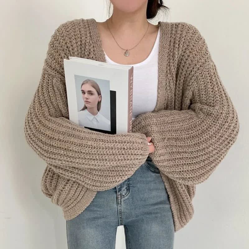 Women's Chunky Knit Open Front Cardigan | Dot_3