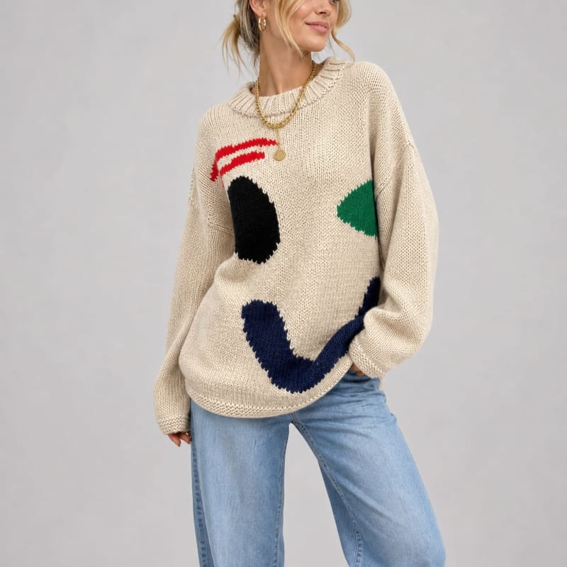 Women's Oversized Smiley Face Jumper | Kathleen_1