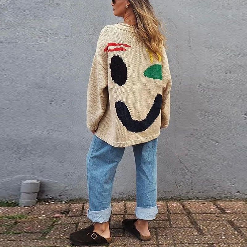 Women's Oversized Smiley Face Jumper | Kathleen_2