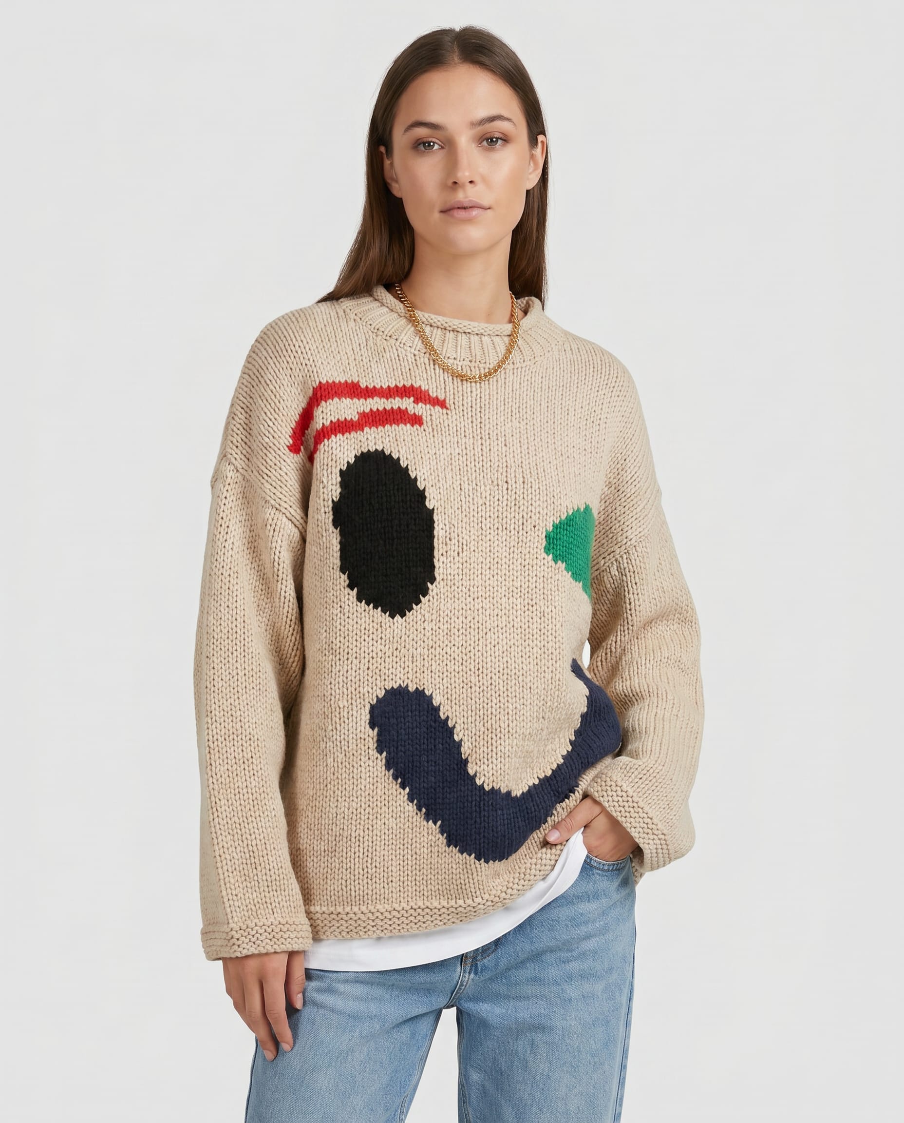 Women's Oversized Smiley Face Jumper | Kathleen_4