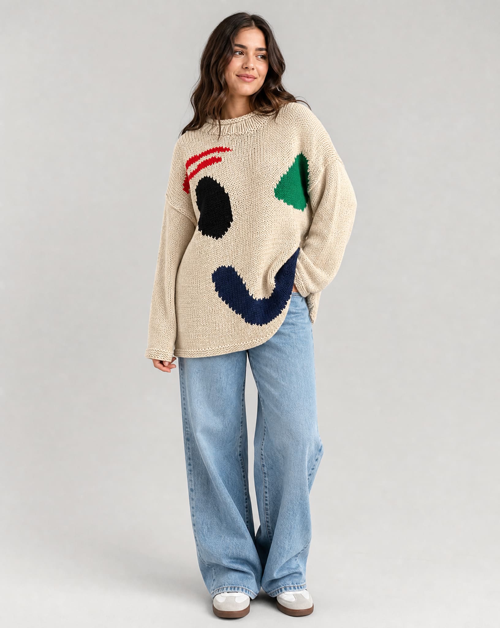 Women's Oversized Smiley Face Jumper | Kathleen_5