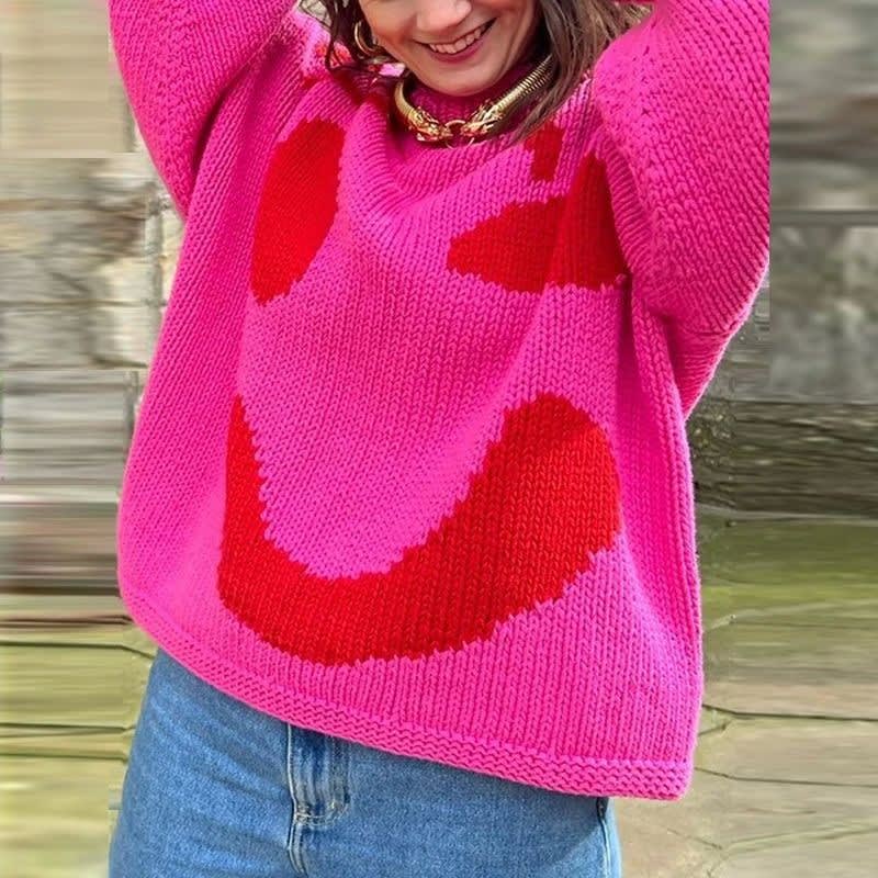 Women's Oversized Smiley Face Jumper | Kathleen_8