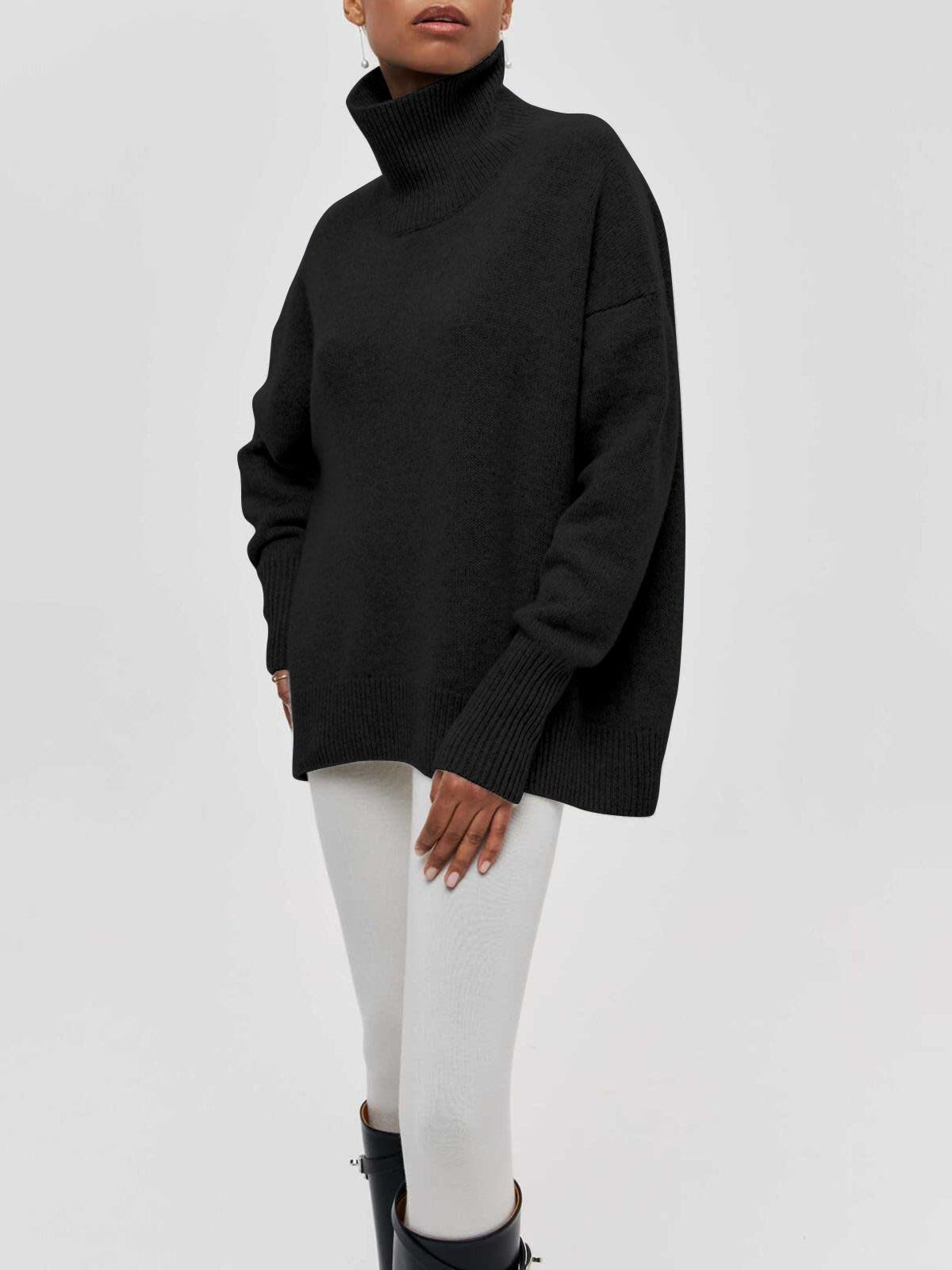 Women's Oversized Turtleneck Jumper | Hywela_5