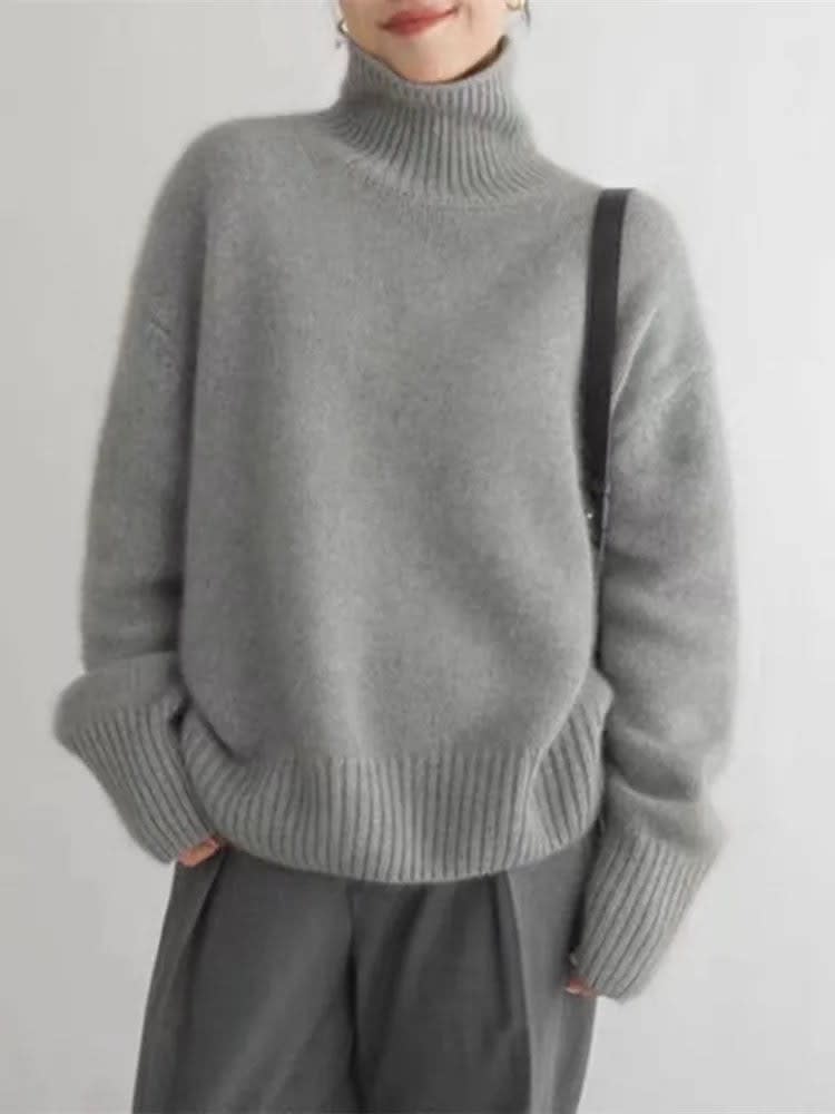 Women's Oversized Turtleneck Jumper | Jean_4