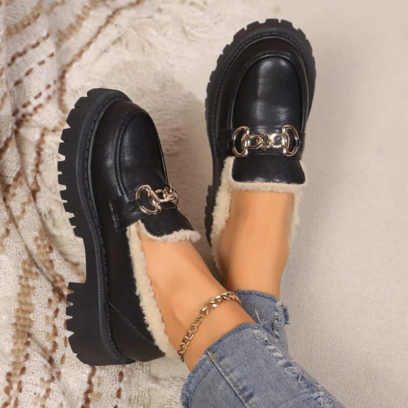 Women's Fleece Lined Platform Loafers | Eiluned_1