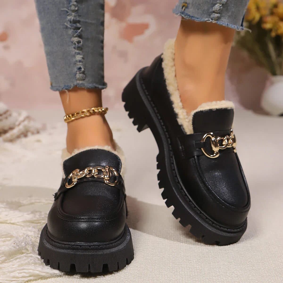 Women's Fleece Lined Platform Loafers | Eiluned_2