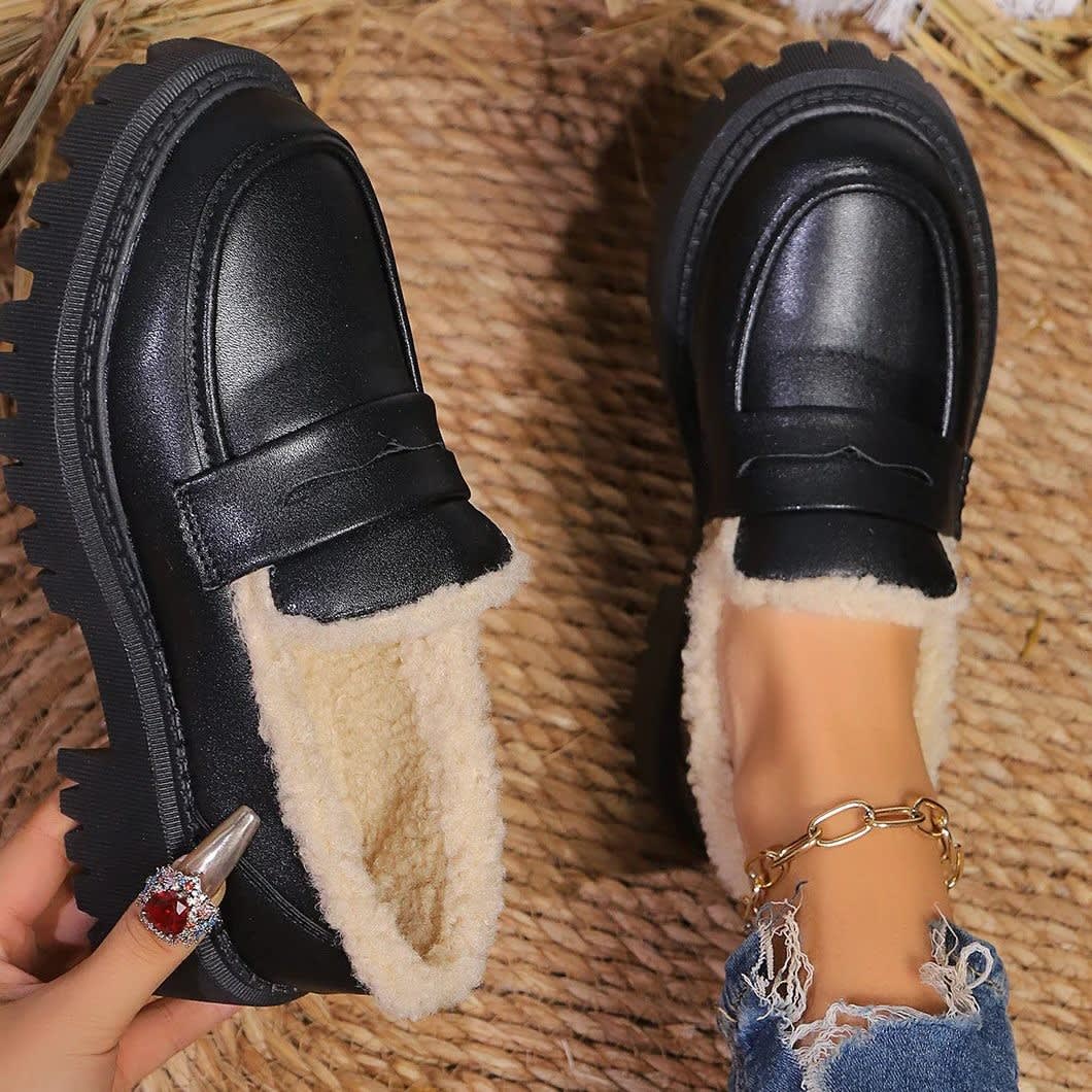 Women's Fleece Lined Platform Loafers | Eiluned_4
