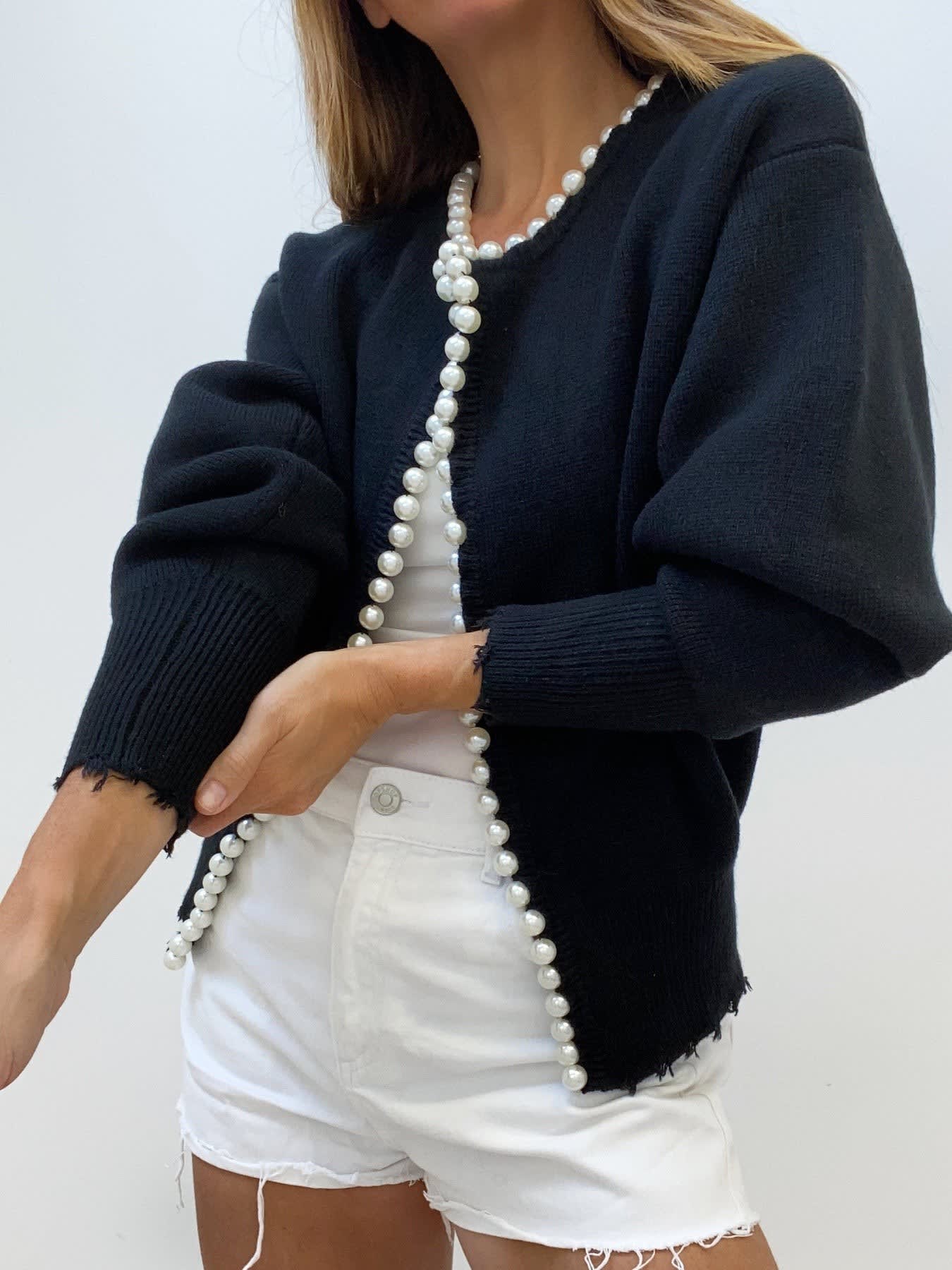 Women's Pearl Trim Knit Cardigan | Demelza_4