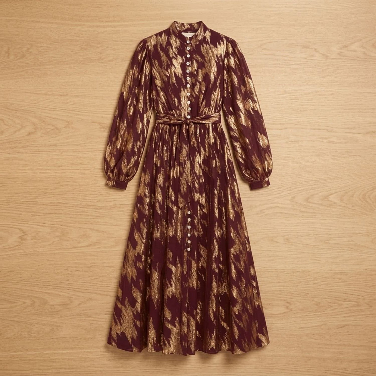 Women's Metallic Button Front Maxi Party Dress | Sarah_4
