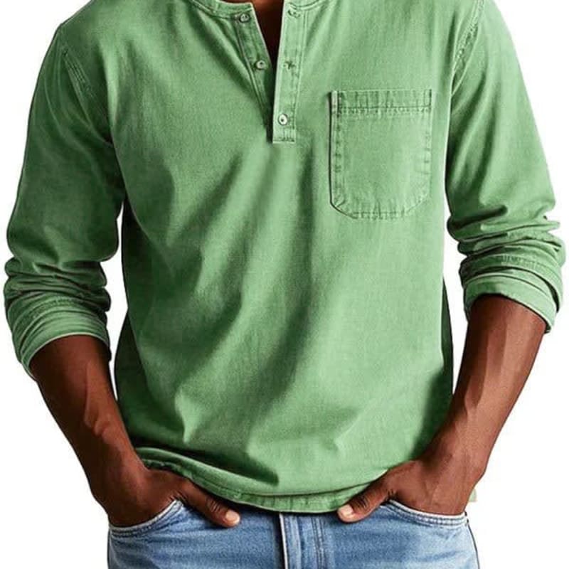 Men's Cotton Long Sleeve Henley Shirt | Clifford_1