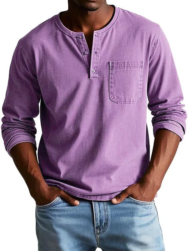 Men's Long Sleeve Henley Shirt | Ludovic_8