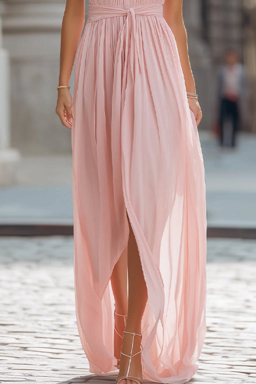 Women's Pink Floral Halter Neck Wedding Guest Maxi Dress | Nora Walker_3