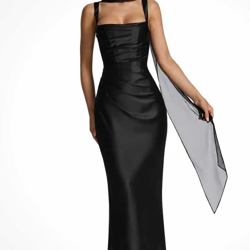 Women's Square Neck Ruched Wedding Guest Maxi Dress | Danielle Bell_1
