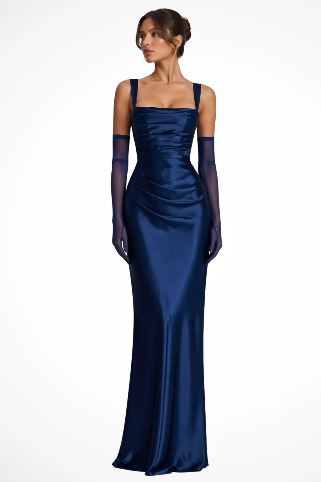 Women's Square Neck Ruched Wedding Guest Maxi Dress | Danielle Bell_4