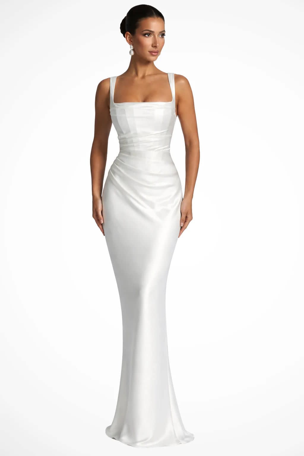 Women's Square Neck Ruched Wedding Guest Maxi Dress | Danielle Bell_5