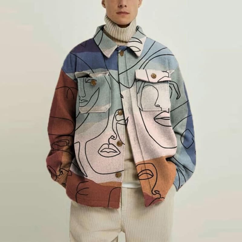 Men's Relaxed Fit Abstract Print Shacket | Idris_1