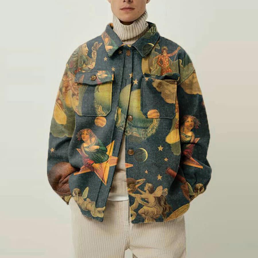 Men's Relaxed Fit Abstract Print Shacket | Idris_2
