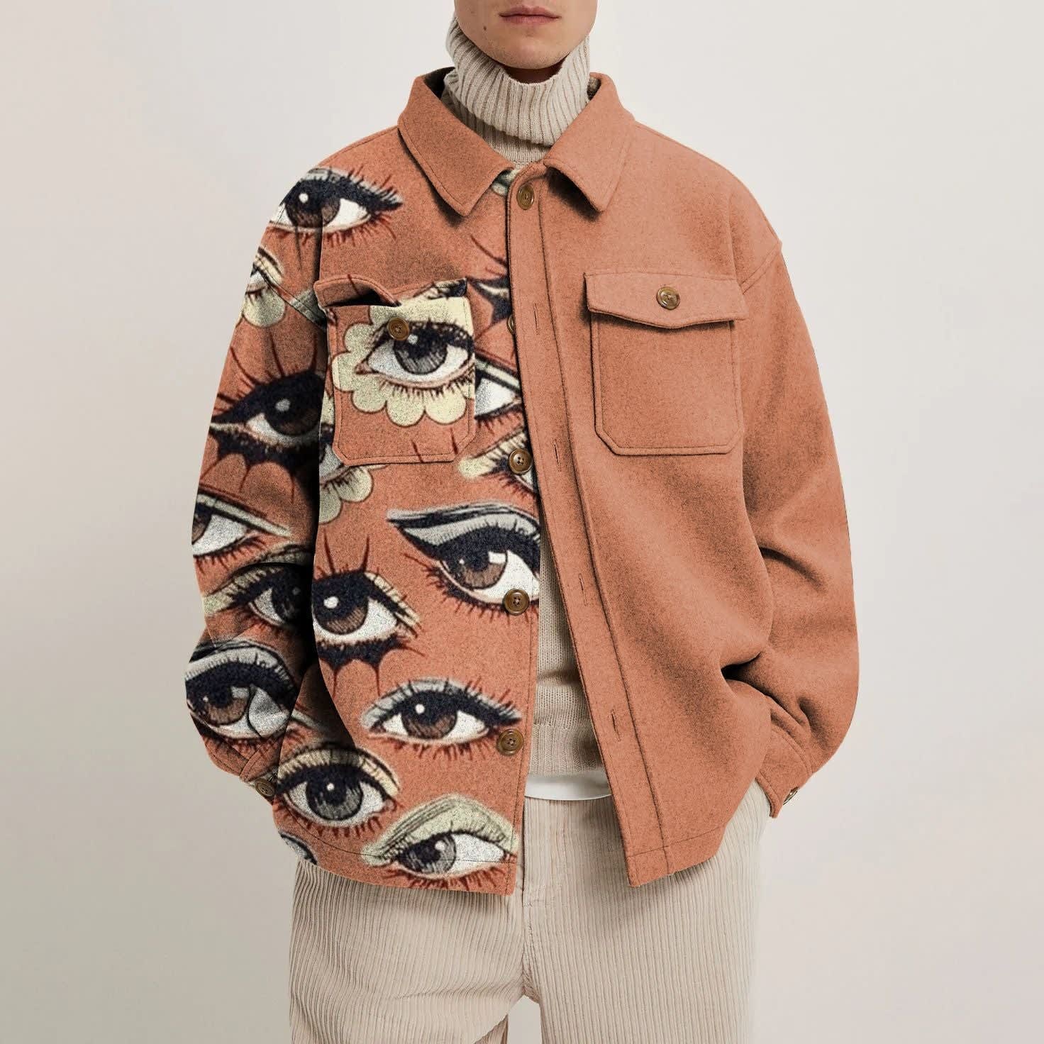 Men's Relaxed Fit Abstract Print Shacket | Idris_3