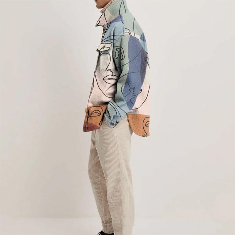 Men's Relaxed Fit Abstract Print Shacket | Idris_5