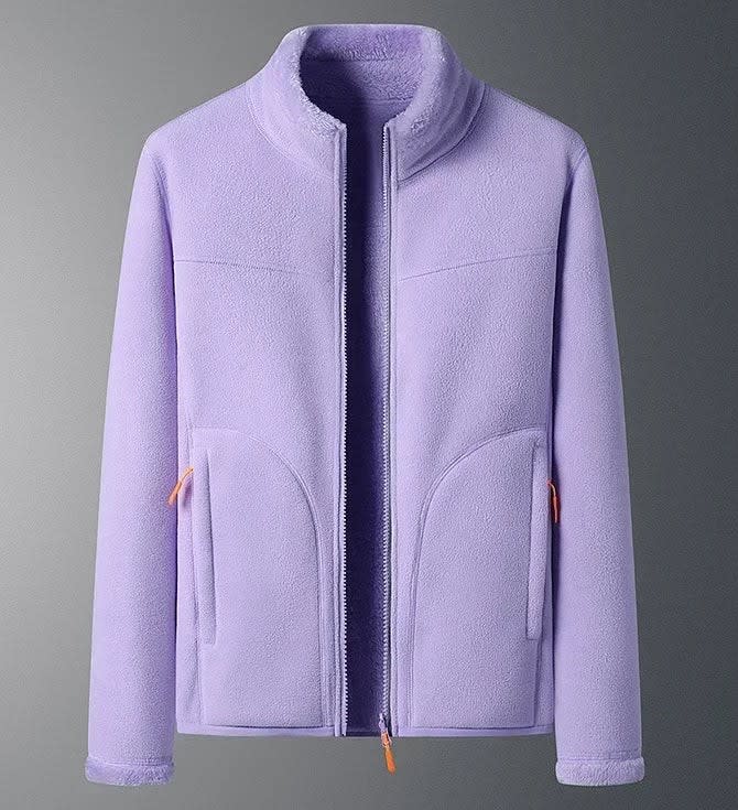 Women's High Neck Fleece Ski Jacket For Winter | Heather_7