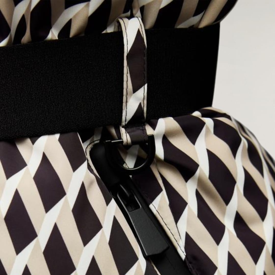 Women's Geometric Print Belted Ski Jacket For Winter | Eva_5