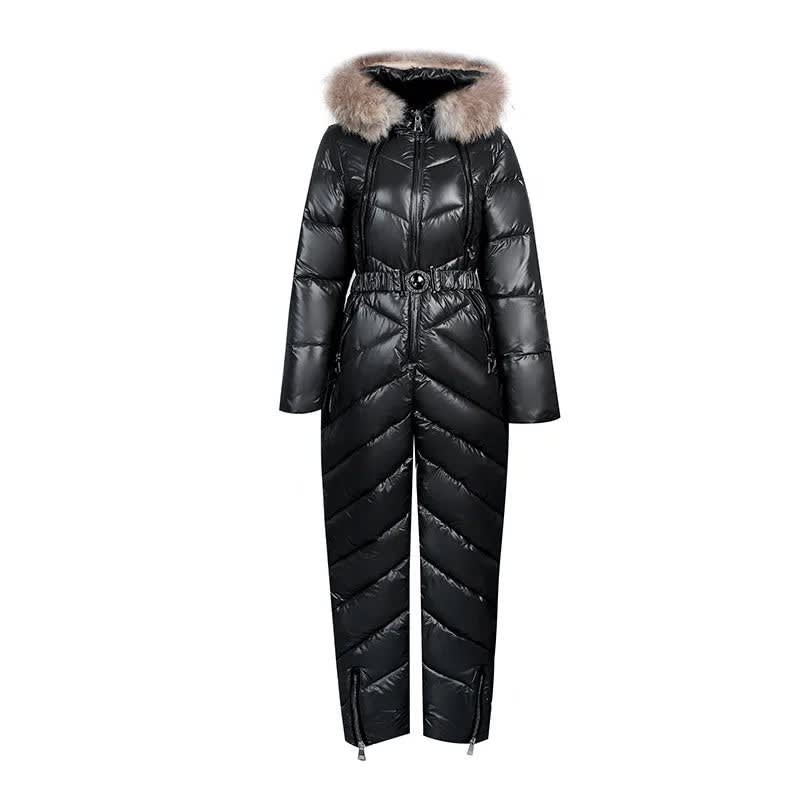 Women's Faux Fur Hood Ski Suit For Winter | Rosalind_2