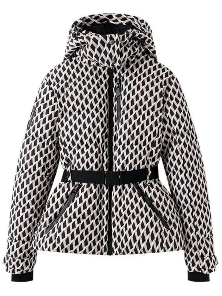 Women's Belted Quilted Puffer Ski Jacket For Winter | Alice_3