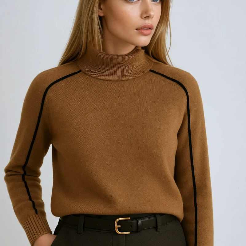 Women's Contrast Trim Turtleneck Jumper | Junie_1