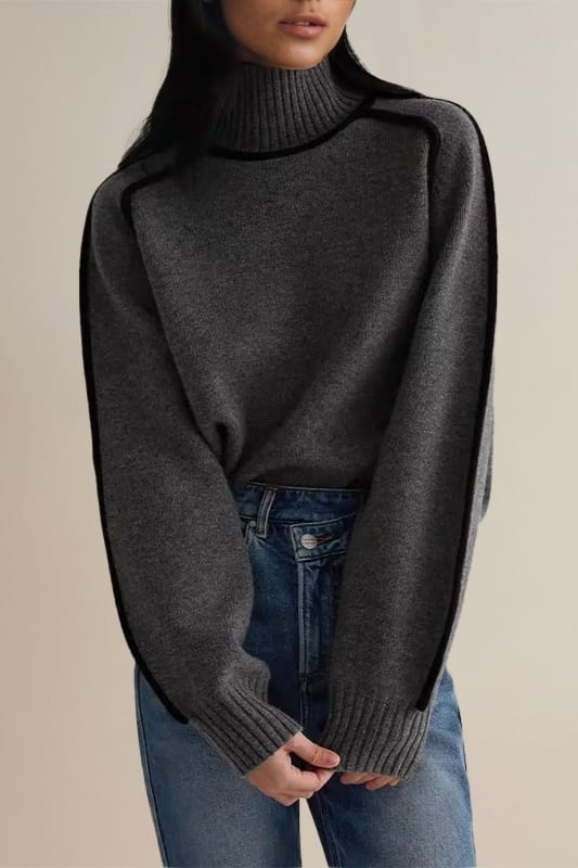 Women's Contrast Trim Turtleneck Jumper | Junie_5