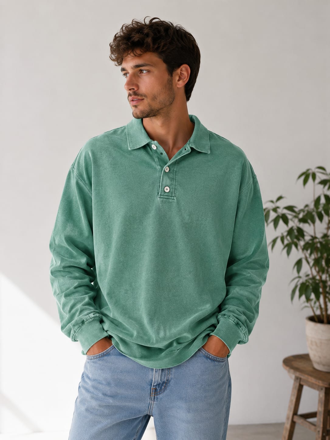 Men's Relaxed Fit Polo Sweatshirt | Vernon_4