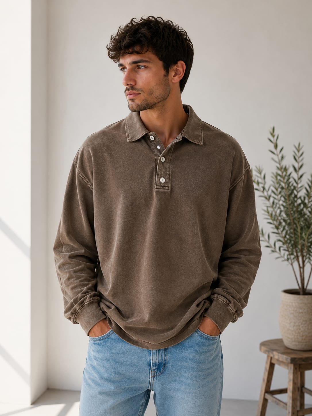 Men's Relaxed Fit Polo Sweatshirt | Vernon_7