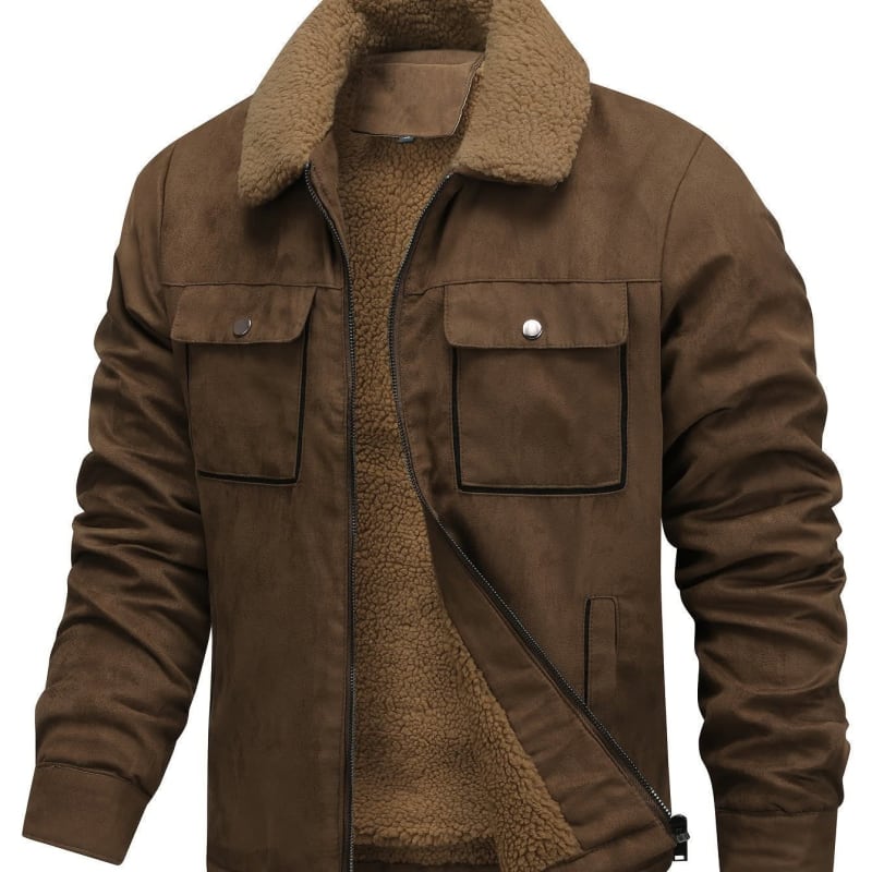 Men's Fleece Lined Faux Suede Jacket | Cian_1