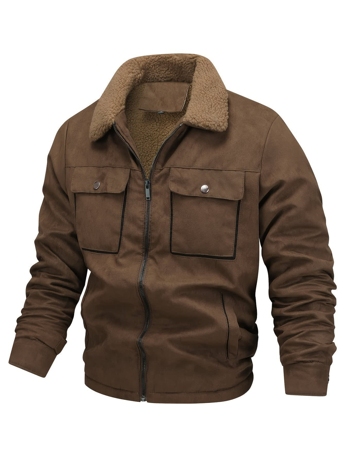 Men's Fleece Lined Faux Suede Jacket | Cian_3