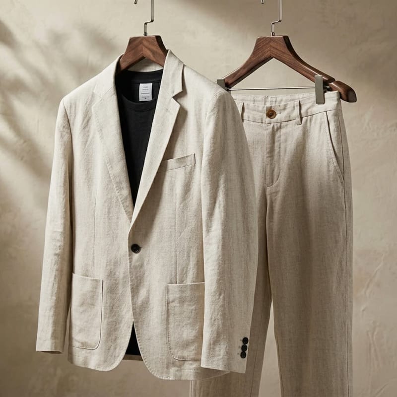 Men's Linen Blend Relaxed Fit Suit | Guy_1