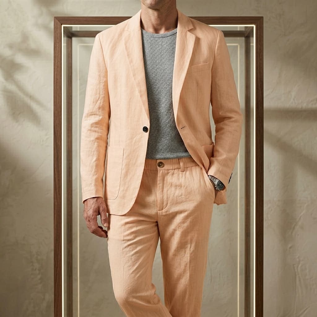 Men's Linen Blend Relaxed Fit Suit | Guy_9