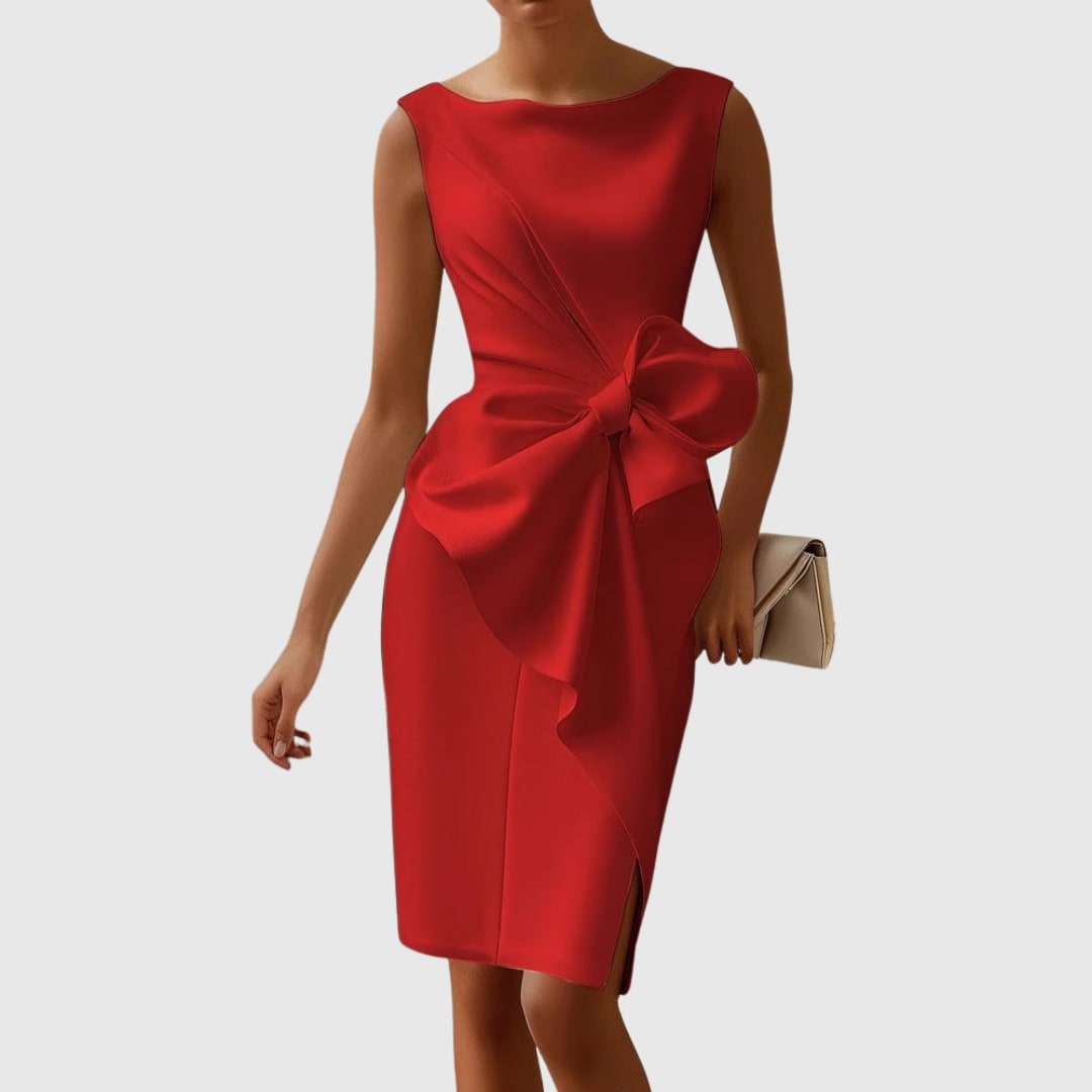 Women's Sleeveless Bow Detail Midi Dress | Valentina_2