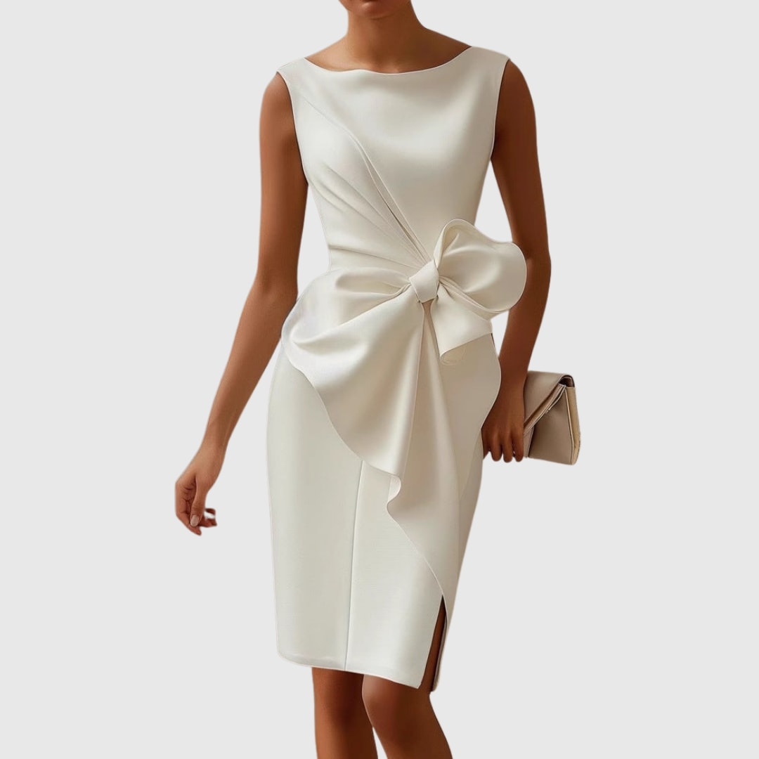 Women's Sleeveless Bow Detail Midi Dress | Valentina_5