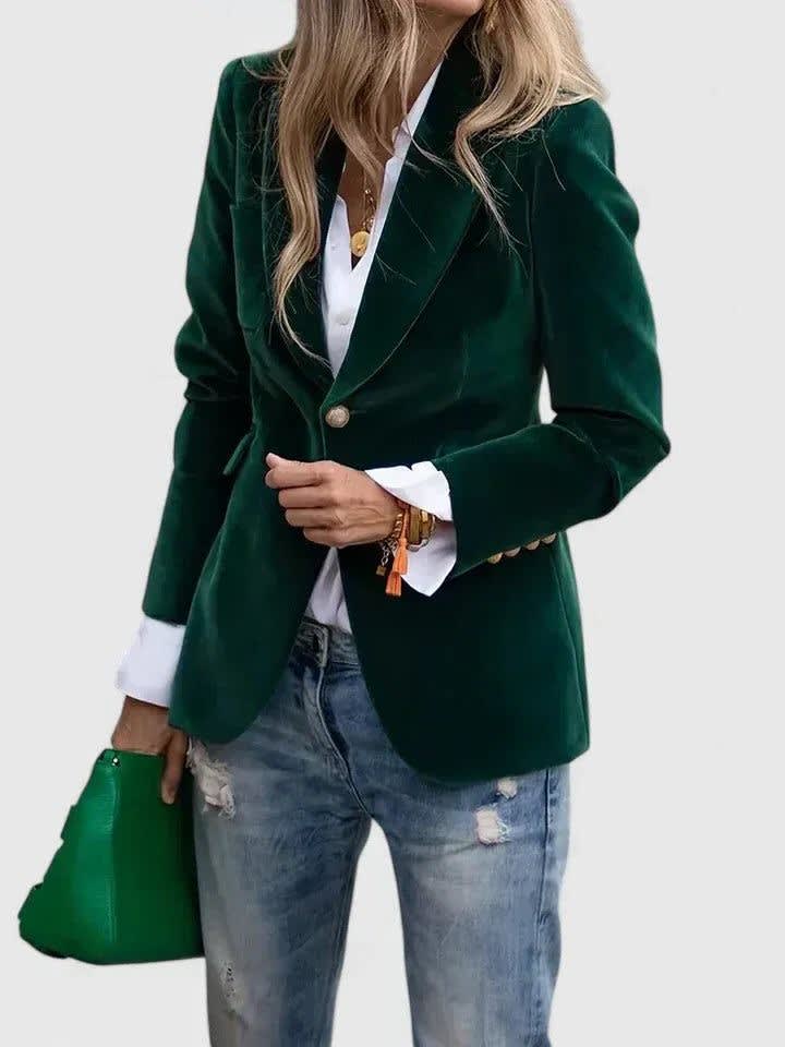 Women's Velvet Notch Lapel Blazer | June_2