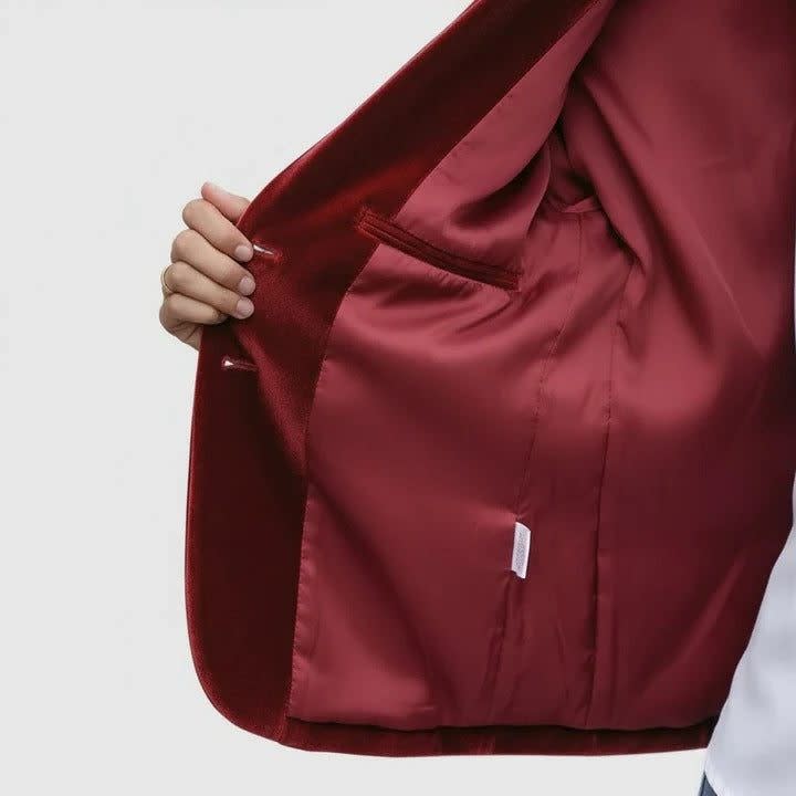 Women's Velvet Notch Lapel Blazer | June_7
