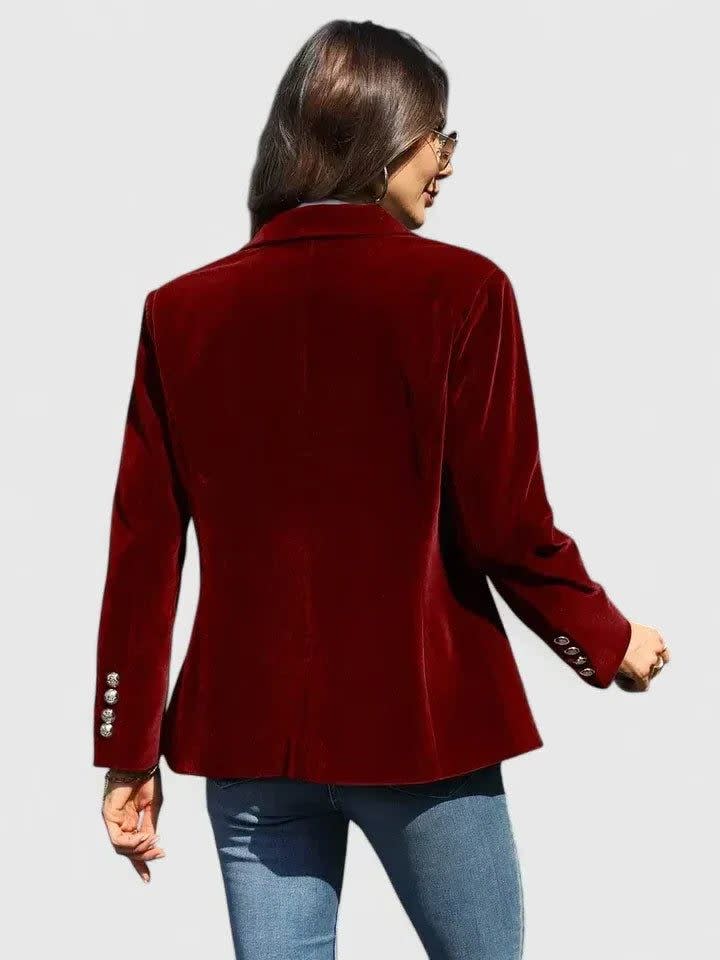 Women's Velvet Notch Lapel Blazer | June_8