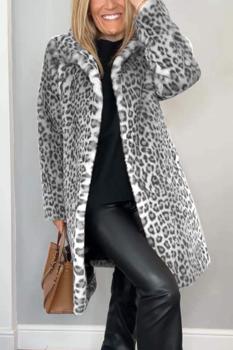 Women's Leopard Print Faux Fur Coat | Robyn_5