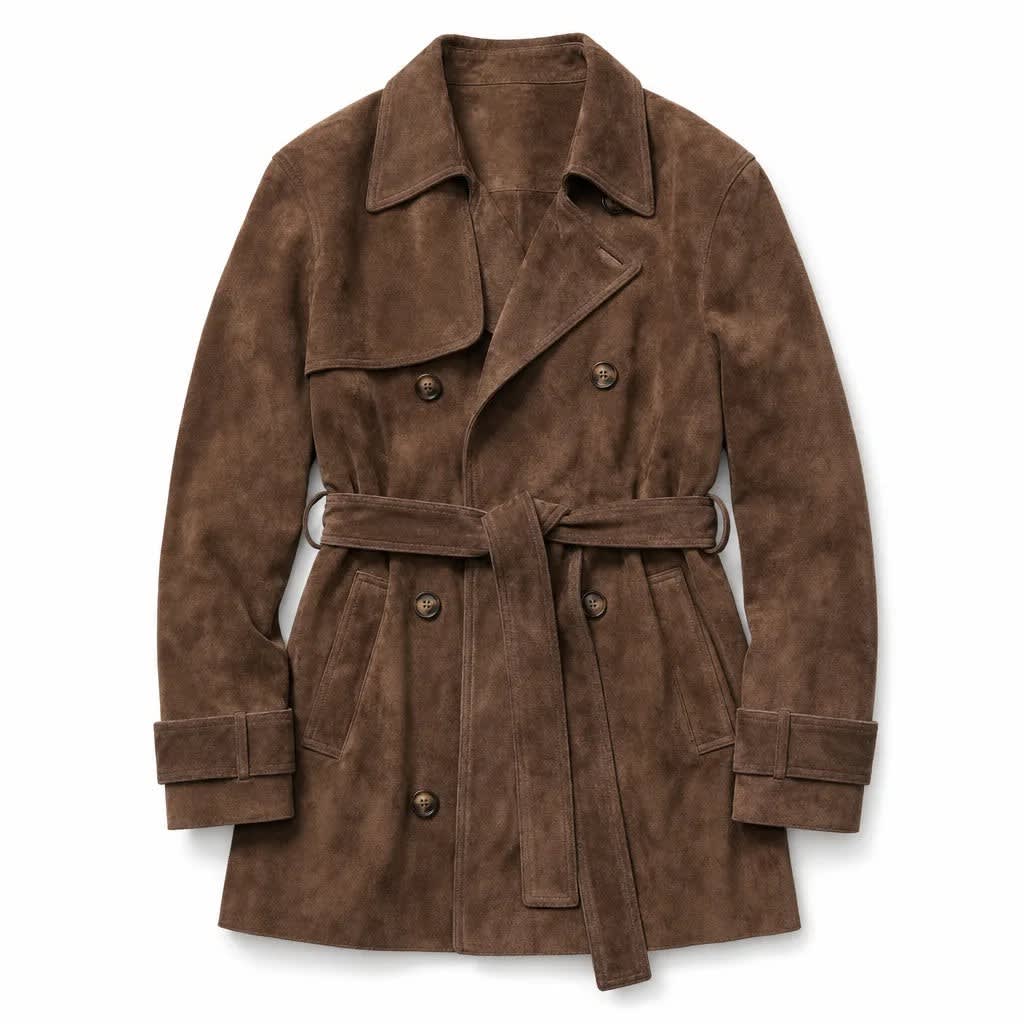 Women's Faux Suede Cropped Trench Coat | Belinda_4