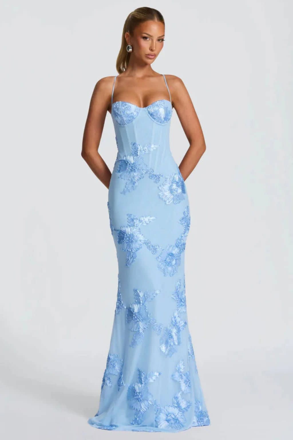 Women's Floral Embroidered Corset Wedding Guest Maxi Dress | Julia Foster_13
