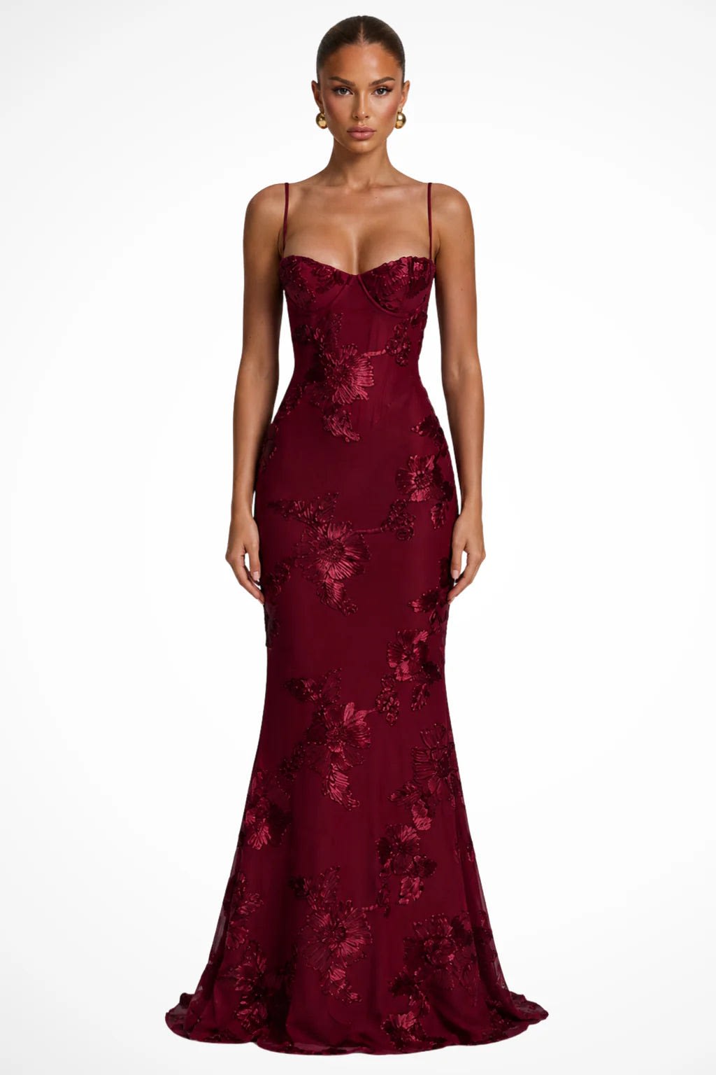 Women's Floral Embroidered Corset Wedding Guest Maxi Dress | Julia Foster_16