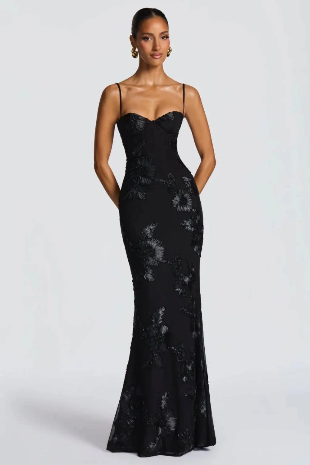 Women's Floral Embroidered Corset Wedding Guest Maxi Dress | Julia Foster_6