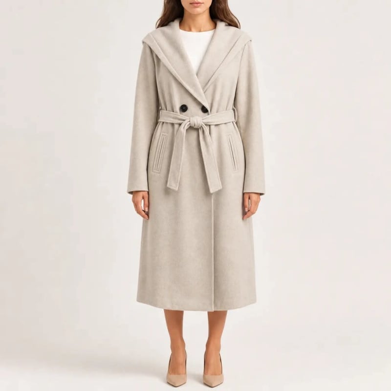 Women's Hooded Belted Wrap Coat | Alma_1