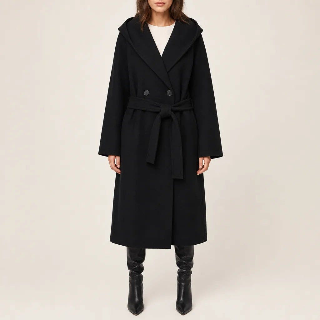 Women's Hooded Belted Wrap Coat | Alma_3