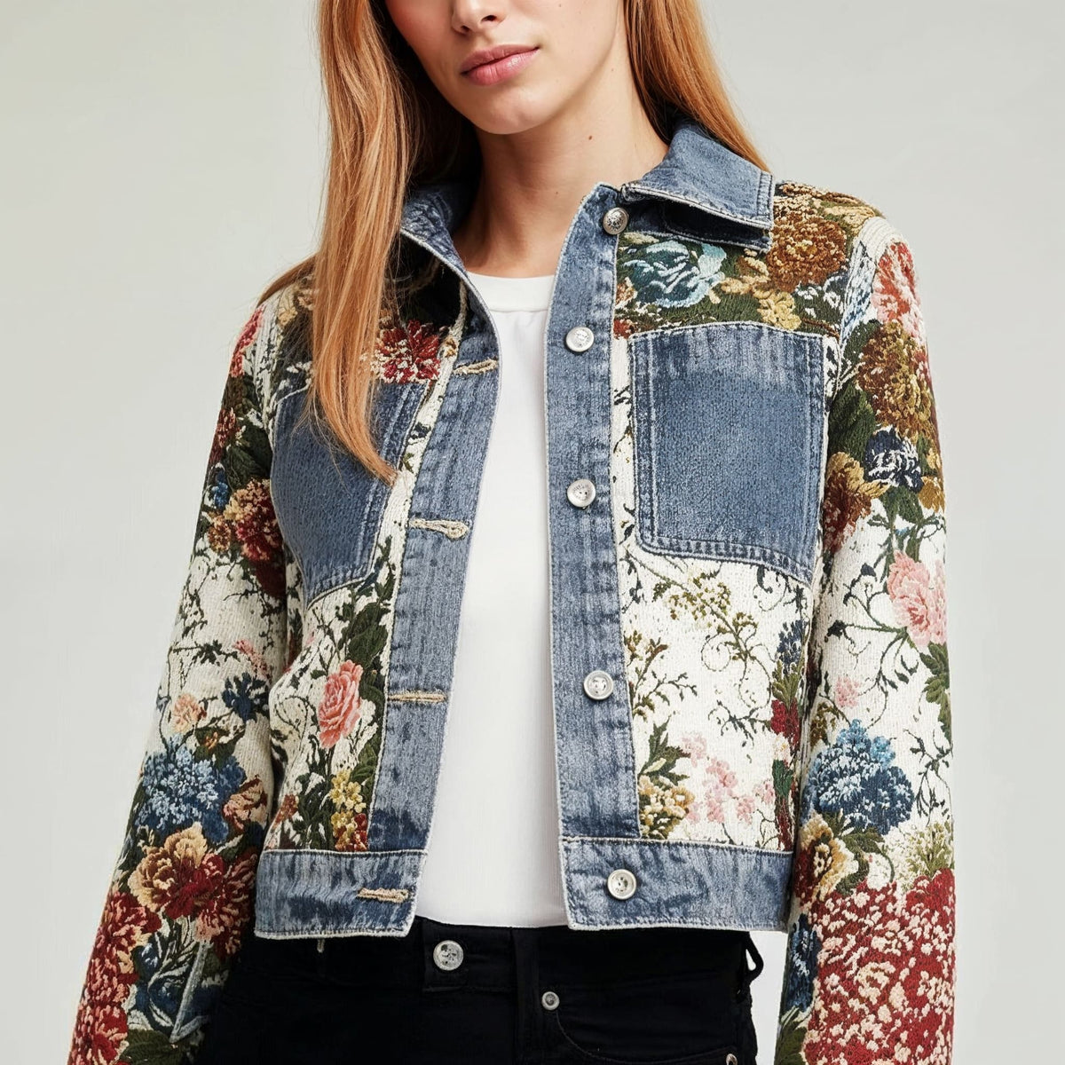 Women's Floral Denim Jacket | Amelie_2