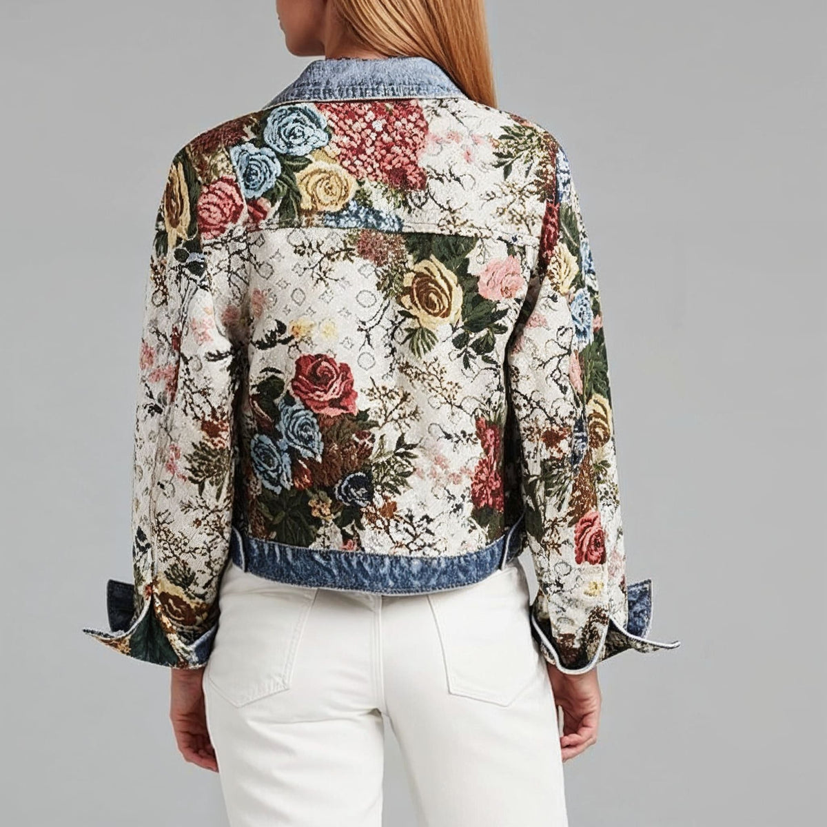 Women's Floral Denim Jacket | Amelie_4