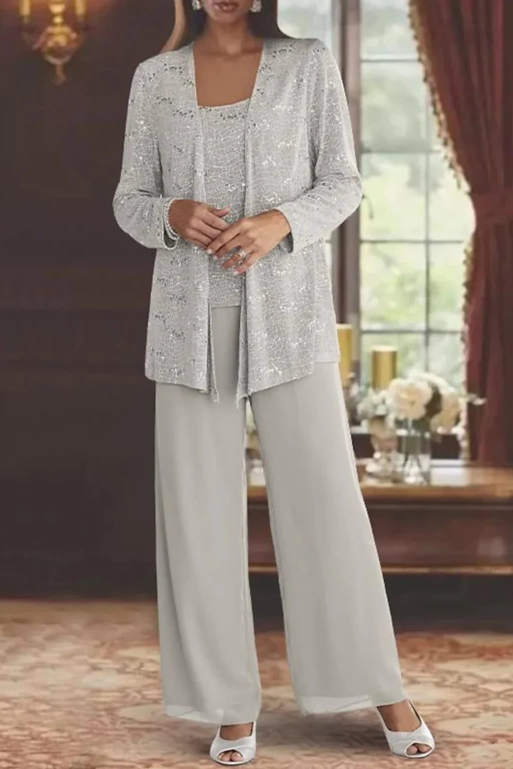 Women's Sequin Lace Wedding Guest Trouser Suit | Brittany_2
